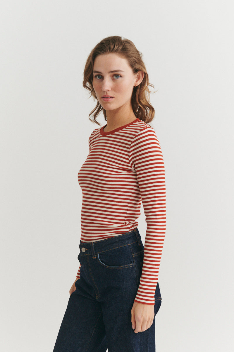 Basic Apparel Ludmilla LS Tee T-shirts 868 Roibus / whisper white